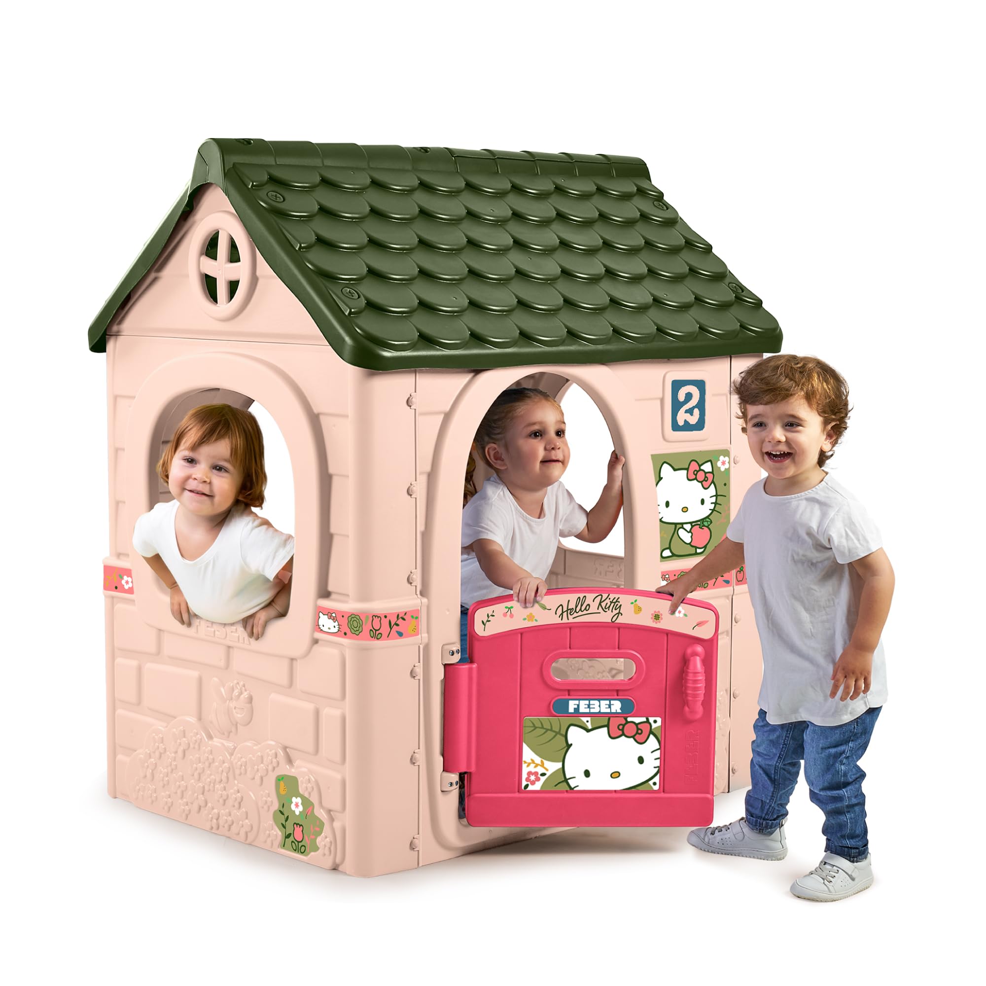 FEBER - Hello Kitty House, Children's House with Hinged Door, Has Stickers to Decorate the House, Colours, Resistant to Sunlight, Easy Assembly, From 2 Years, Famous (FE201000)