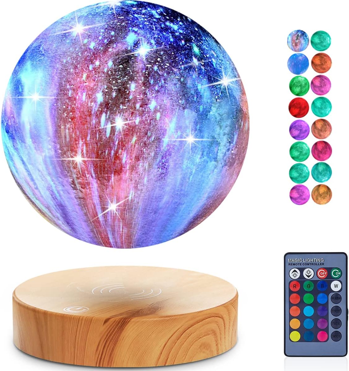 Magnetic Floating Moon Lamp, 16 Colors Galaxy Light Levitating Spinning Galaxy Moon LED Night Lights Home Office Room Desk Decorative Lamps Christmas Gifts