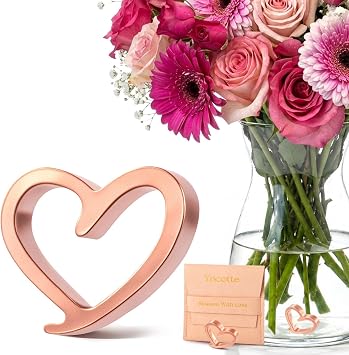 Fresh Cut Flower Food Copper Heart Boost Flower Food Packet & Keep Water Clean for Longer Life, 99.99% Copper, Eco Friendly, Reusable Vase Accessory for All Fresh Cut Flower Varieties 1-Pack