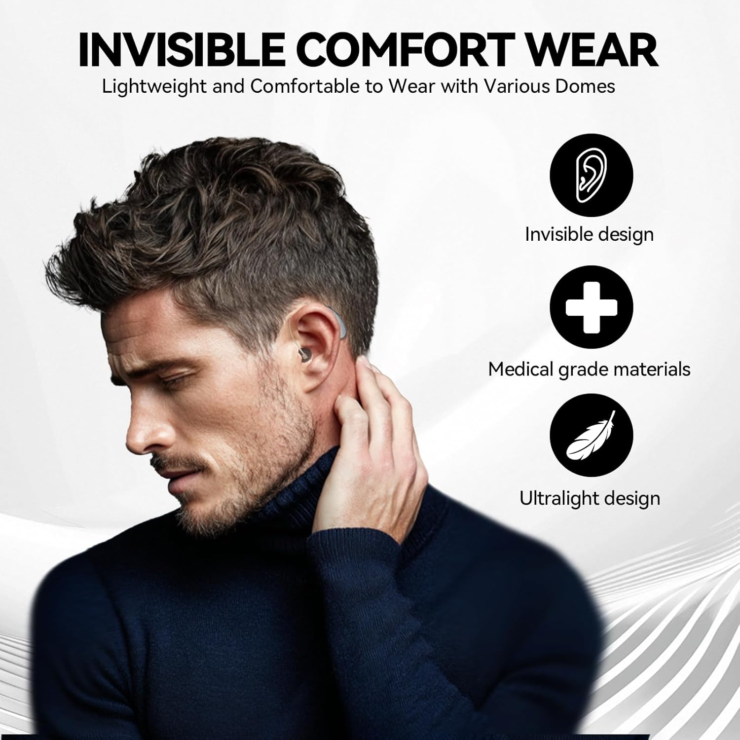 METIKO-Elclear 64-Channel Hearing Aids with AI Noise Cancellation, APP-Control, Rechargeable OTC Hearing Aid Ultralight Invisible for Seniors Adults, Silver - Image 6