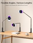 JSAUX Support de téléphone pour bureau et lit compatible avec iPhone 16 15 14 13 12 Support de téléphone externe Gooseneck Téléphone Flexible 360 Pince à long bras lassée pour lit de table [1-Pack, Noir]