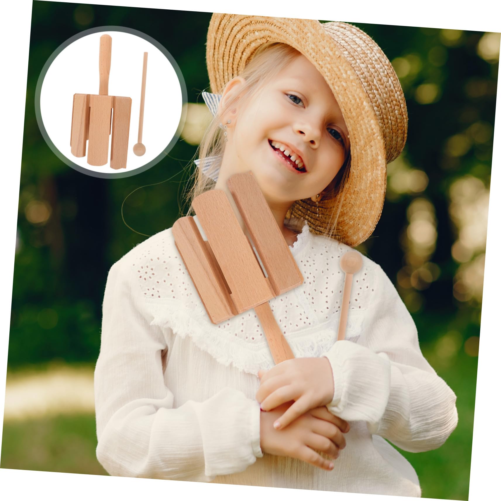2 Piezas Instrumentos de Percusión Infantil Orff Tonos de Madera Sólida con Juguetes Musicales para Herramientas de Ritmo para Desarrollo Sensorial y Coordinación Manual