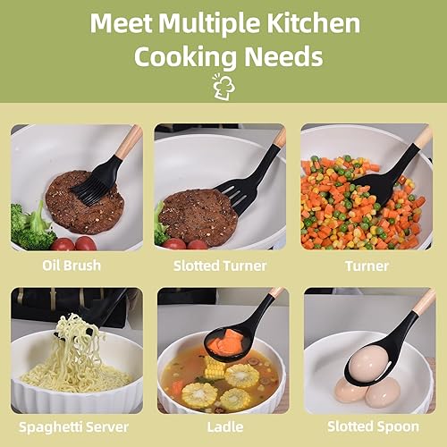 Miniatura 7 de Juego de utensilios de cocina, juego de 44 utensilios de cocina de silicona para utensilios de cocina antiadherentes, juego de espátulas de silicona