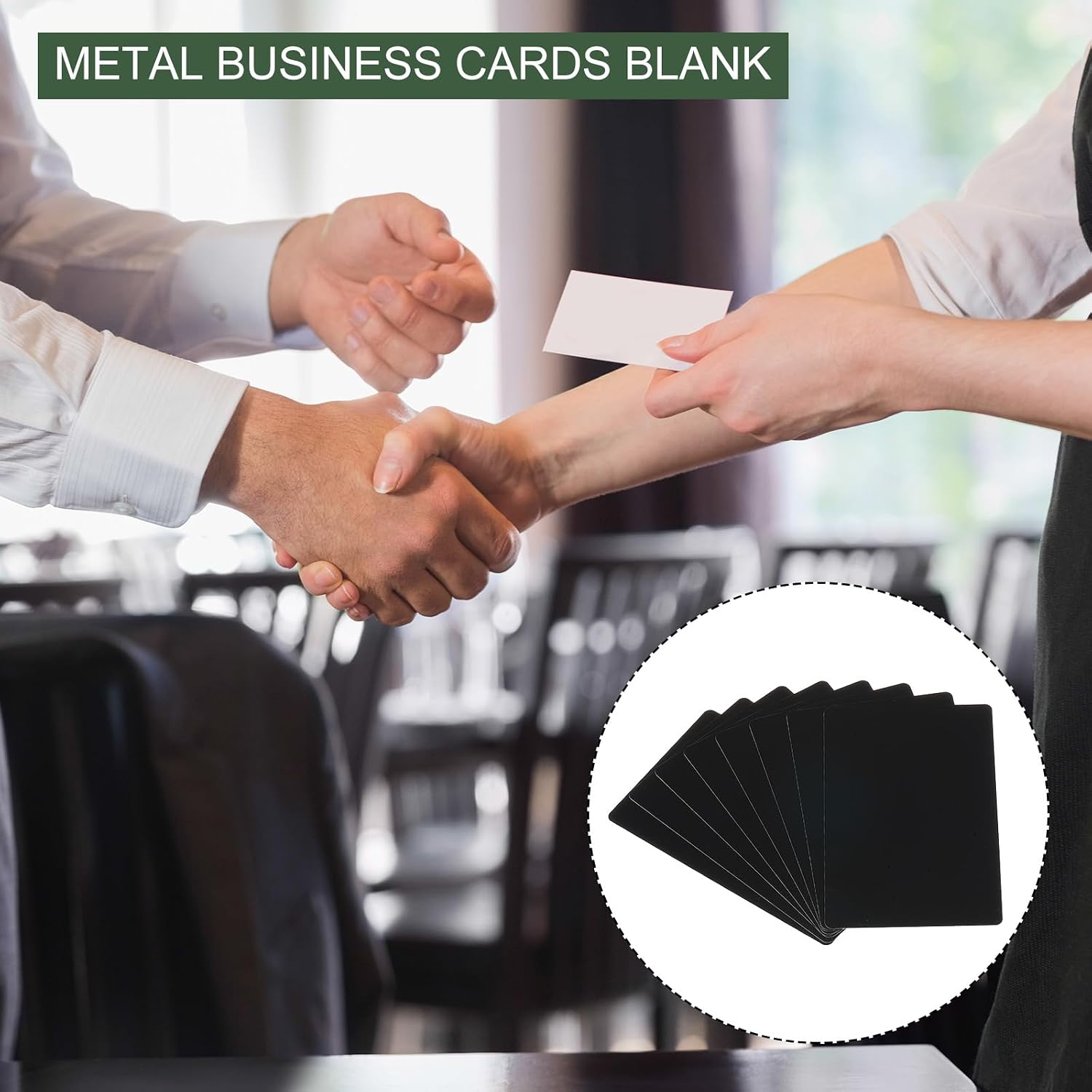 YOKIVE 100 Pack Metal Blank Cards, Personalized Business Card | Laser Engraving Aluminum Double Side Print, Office, Hotel (Matte Black, 0.21mm Thick 3.4x2.1 Inch)