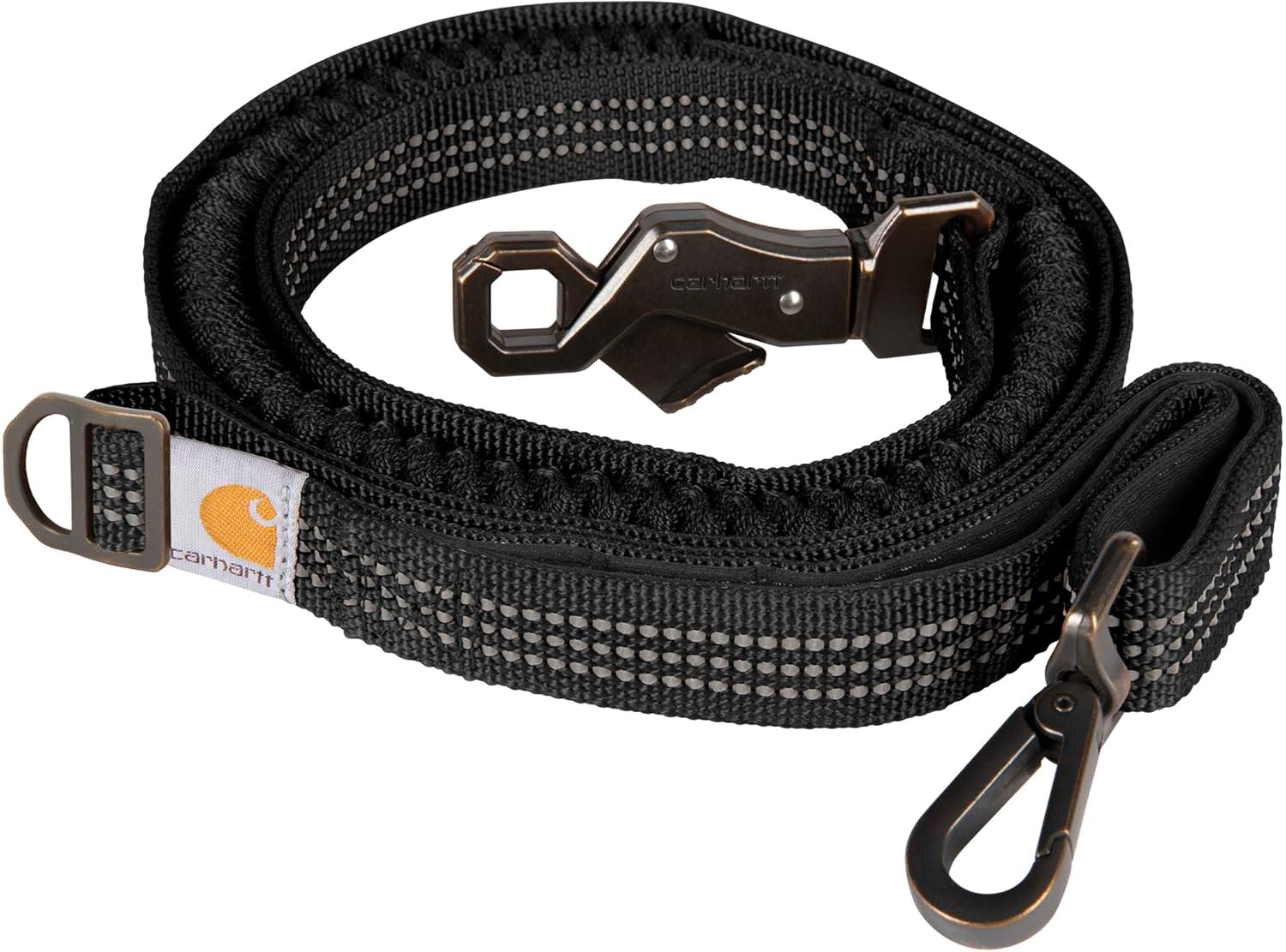 Carhartt Pet Durable Nylon Webbing Shock Absorbing Leash for Dogs, Reflective Stitching for Visibility, Black, Large