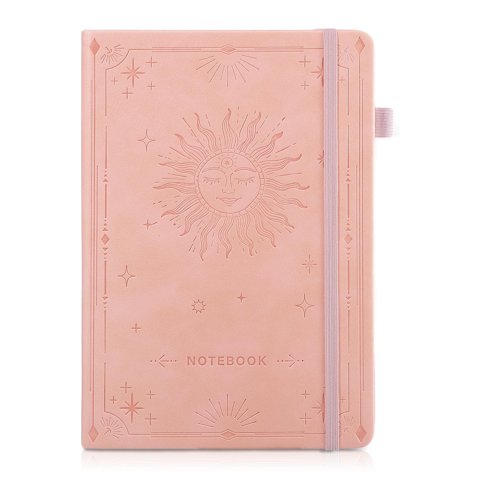 Thboxes A5 Lined Journal Notebook, Hardcover Leather Journals for Women Men Gifts Office School with 60 Label Stickers, 200 Pages 100gsm Thick Paper, 21.5 X 14.5 cm - Pink