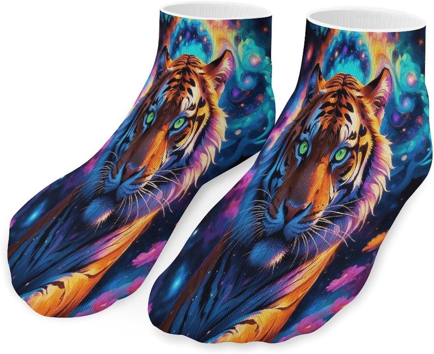 Starry Sky Tiger Ankle Sock-Low Cut Breathable,Basketball Socks for Men Women,Tube Socks for Work Sports
