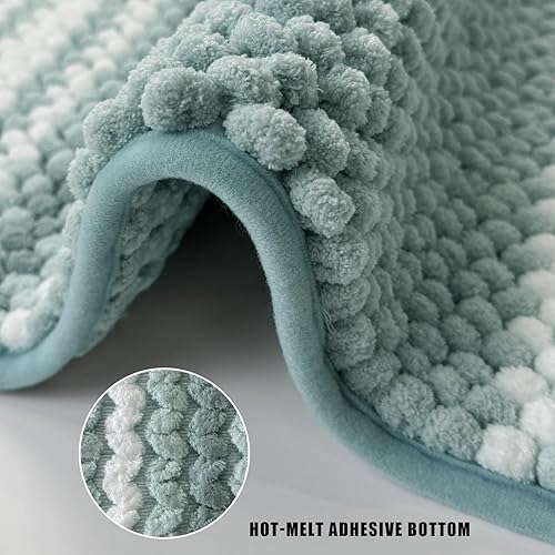 Miniatura 6 de HDFK Alfombra de baño y alfombras de baño, felpilla antideslizante de palomitas de maíz, súper absorbente e inodoro, alfombra a rayas adhesivas
