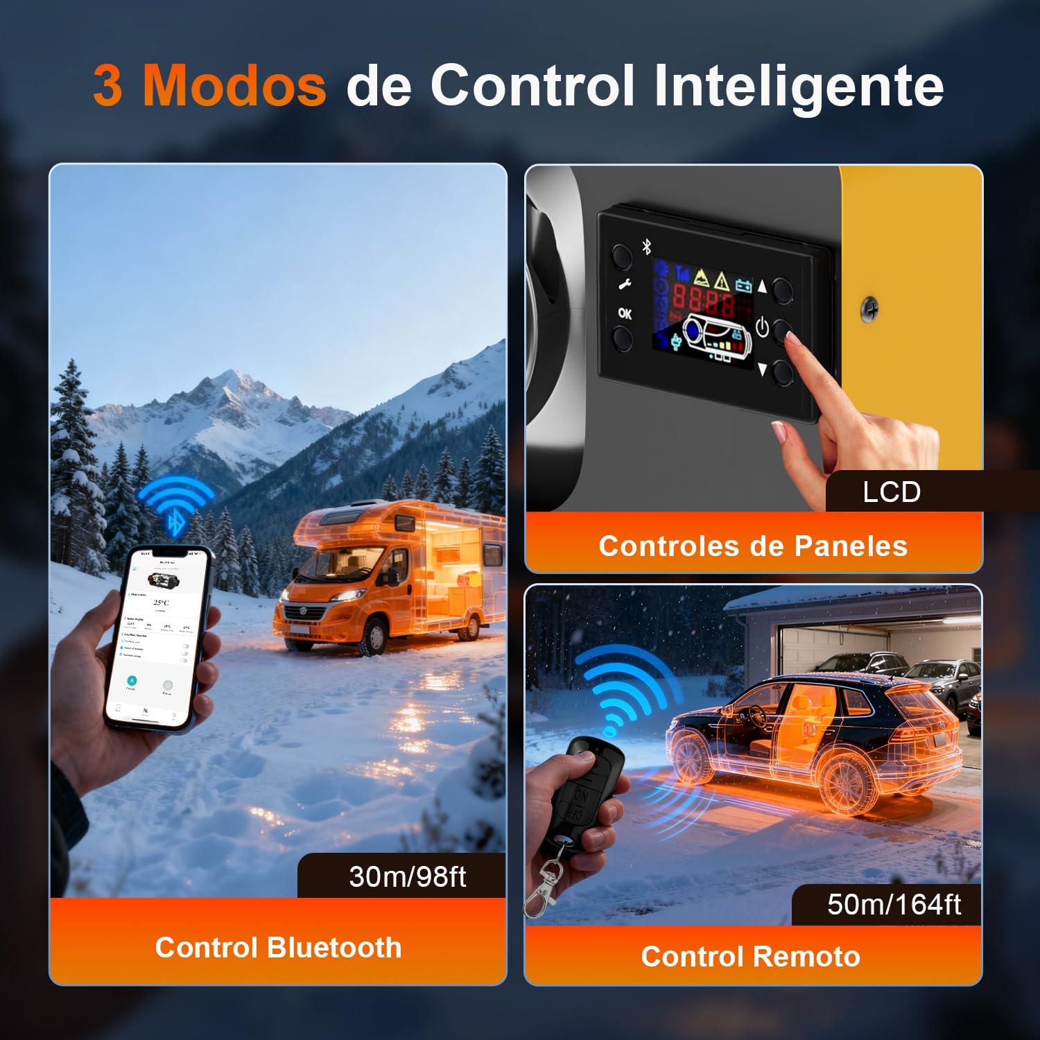 SOLAVERO Calefacción Diesel 5/8KW, 12V Calentador de aire Diesel 0,16-0,45L/h, con LCD, control Bluetooth y mando a distancia, control termostático inteligente, para autocaravanas, barcos y casas