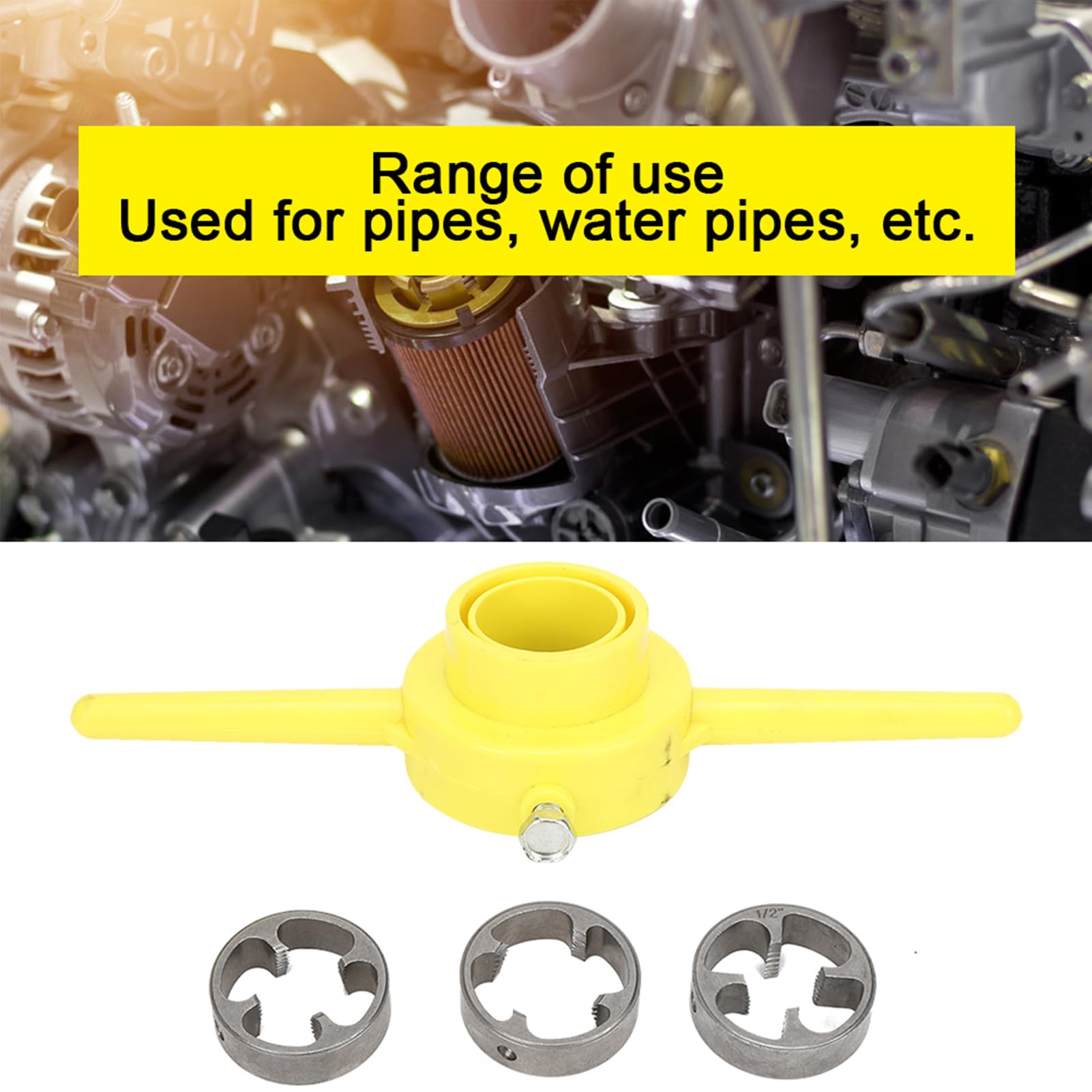 Filettatrice Manuale per Tubi PVC 1/2" 3/4" 1" Set Completo Utensili Filettatura NPT con Chiave a T Matrici Lega Alta Resistenza