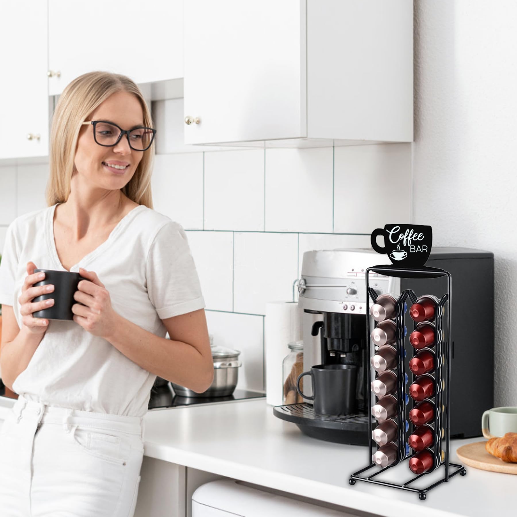 Soporte para 28 cápsulas de café para cápsulas Nespresso, soporte para cápsulas de café compatible con soporte de cápsulas Nespresso, soporte para cápsulas, almacenamiento de cápsulas fith