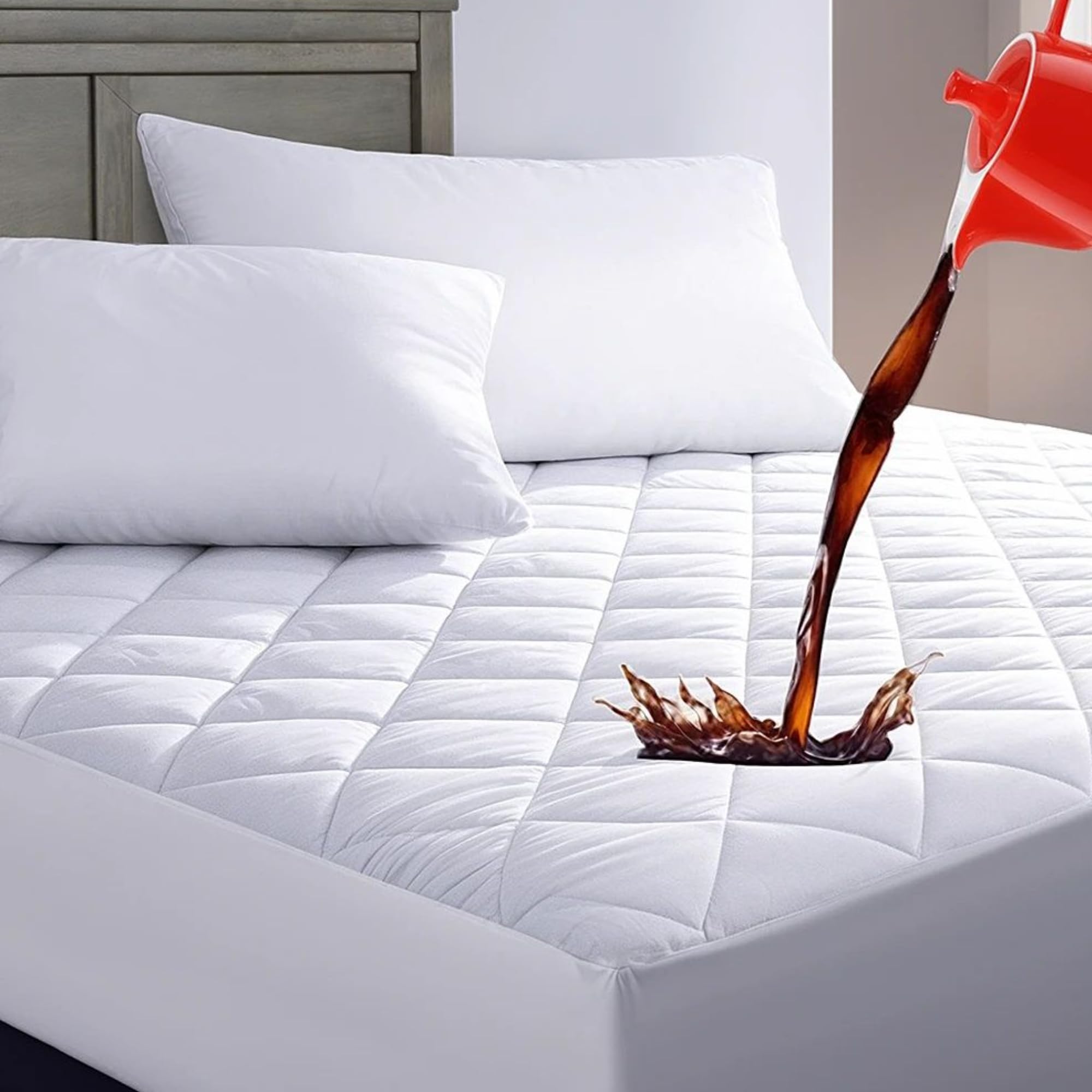 Ayzal Comforts Quilted Waterproof Mattress Protector Single Bed | 40 CM Extra Deep Skirt | Fitted Sheet Style Bed Cover | Hypoallergenic | Dust Mite Proof | Breathable | Noiseless