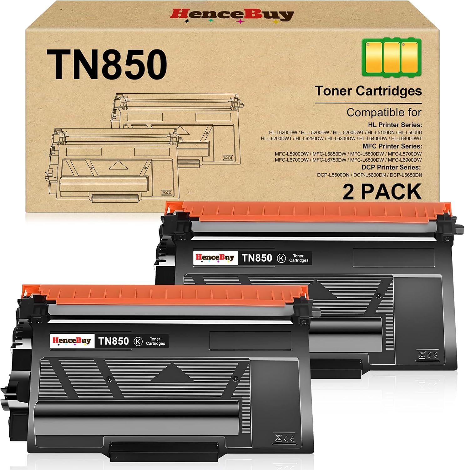 TN850 TN820 High Yield Black Toner Cartridge Replacement for Brother TN-850 TN820 TN-820 Work for HL-L6200DW MFC-L5700DW MFC-L5850DW HL-L5200DW MFC-L5900DW MFC-L6800DW Printer-2 Pack