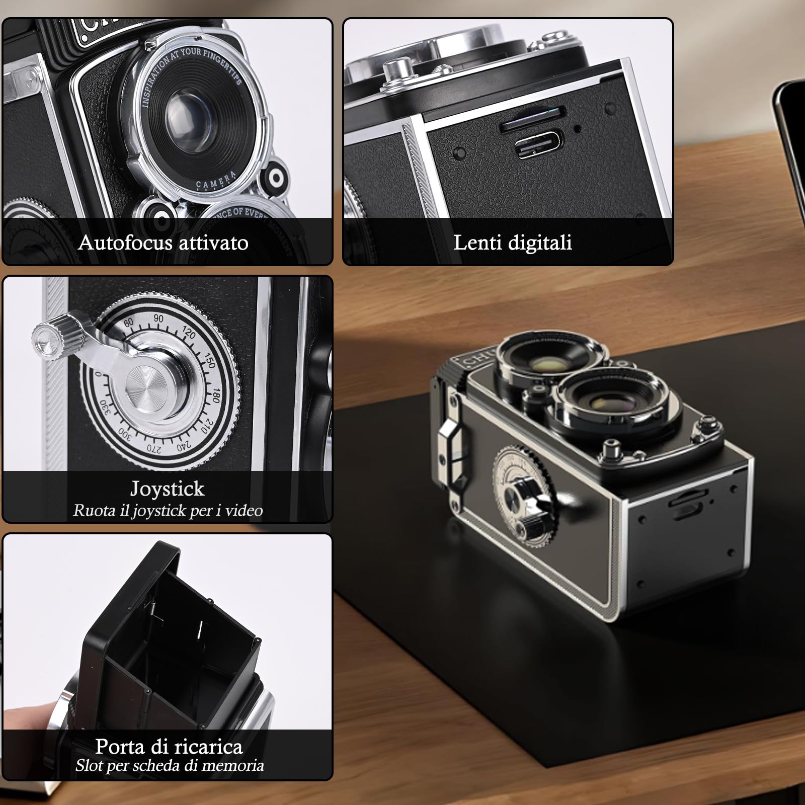 Mini Fotocamera Digitale Retrò, Fotocamera Portatile Con Scheda Da 16 GB, Video Fhd 1080P 12 MP, Autofocus Retrò, Usb, Compatta Vintage, Fotocamera Digitale Per Principianti, Adolescenti, Bambini