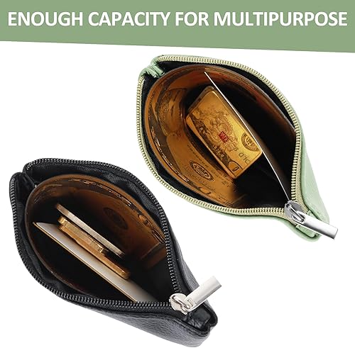 Miniatura 3 de TIESOME 2 monederos con patrón de lichi de poliuretano, con cremallera, monedero portátil, mini monedero de cambio para mujeres, bolsillo para