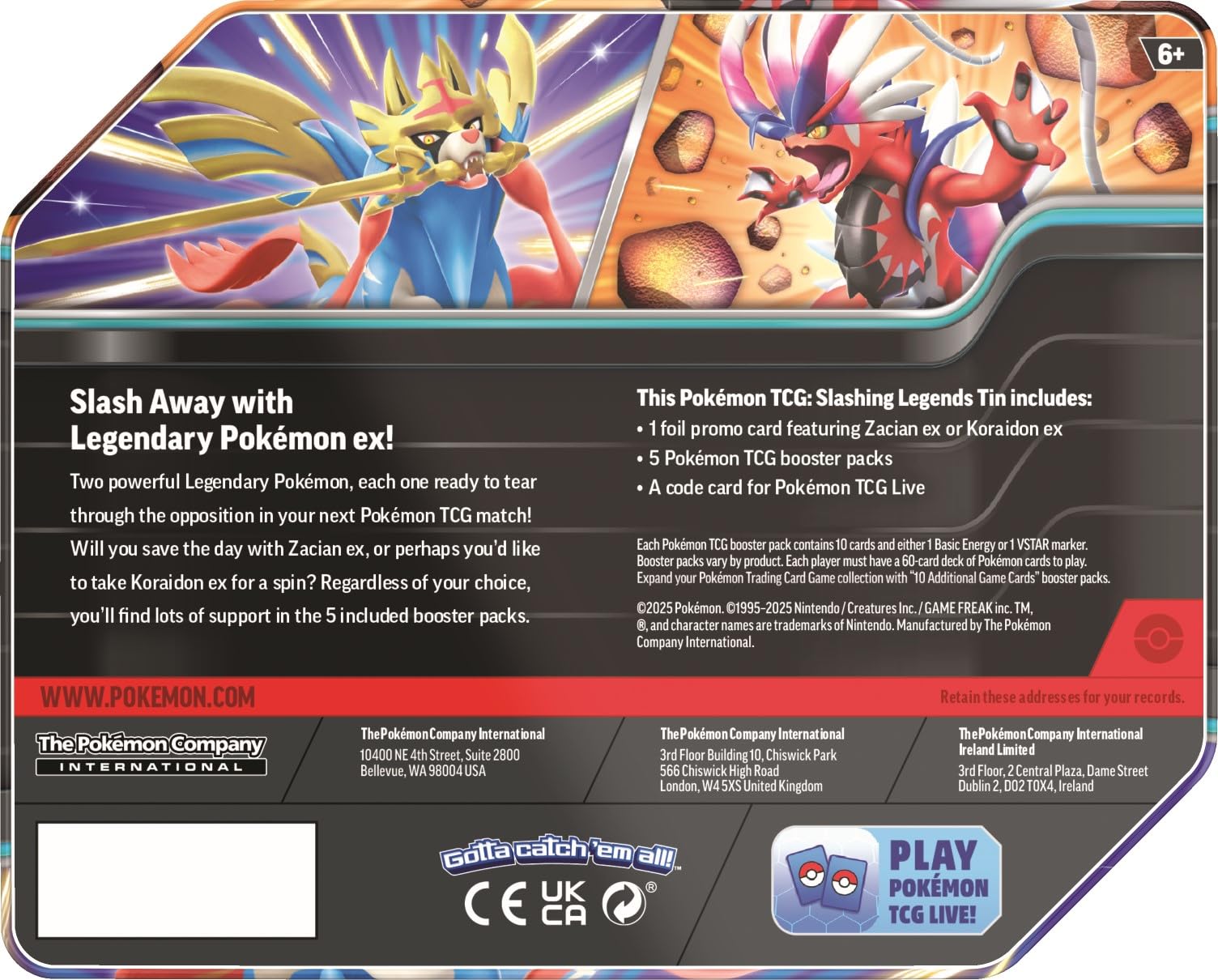 Amazon.com: Pokémon TCG: Slashing Legends Tin : Toys & Games