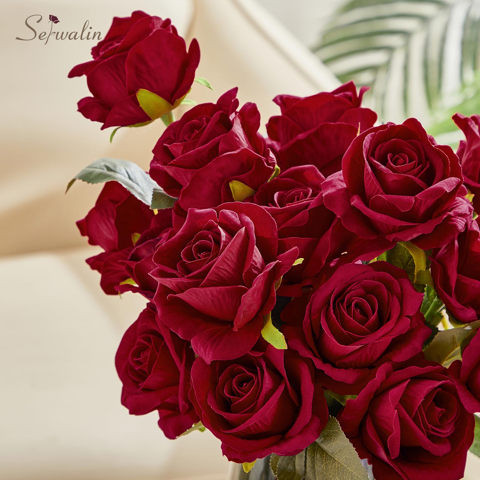 20 Rose Artificiali Con Steli Lunghi, Fiori Di Seta Realistici