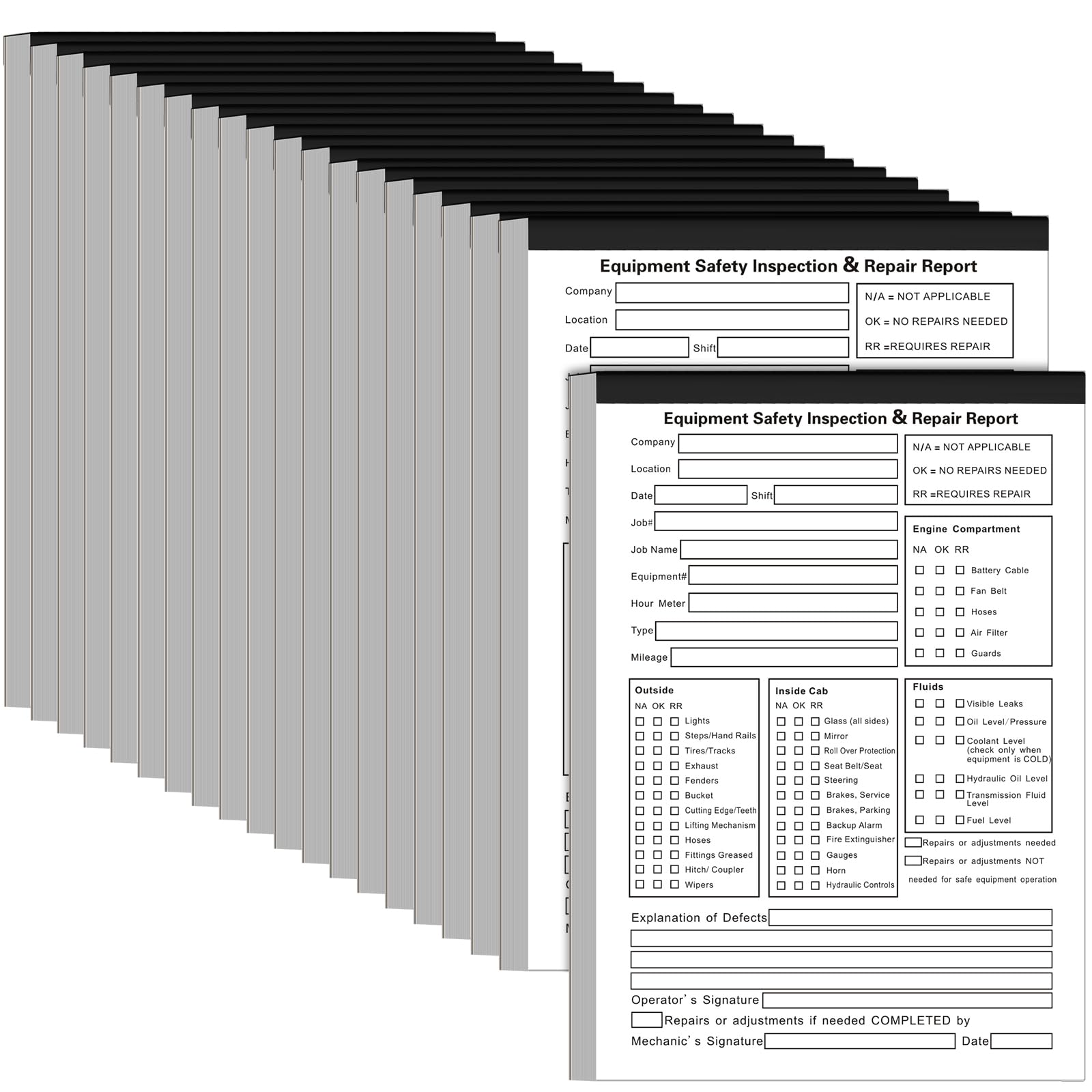 Humyoun 20 Pack 5.5" x 8.5" Equipment Safety Inspection Report Detailed Driver's Vehicle Inspection Report Book Daily Pre Trip 2-ply, Carbonless, 31