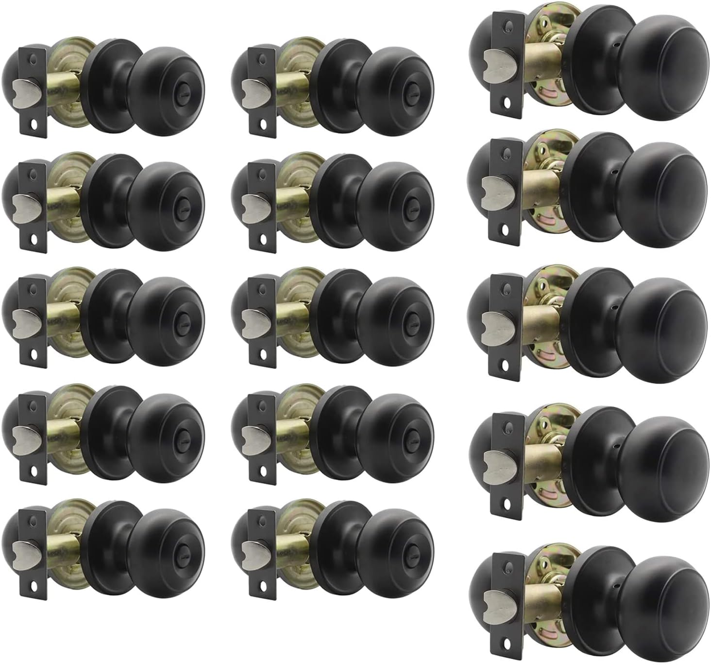 Probrico (10 Pack Privacy Knobs and (5 Pack) Passage Door Knobs, Black