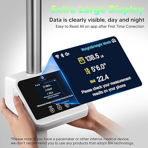 Miniatura 3 de arboleaf Báscula digital Physician, escala ultrasónica de altura y peso, analizador inteligente de composición corporal para gimnasio y hogar,