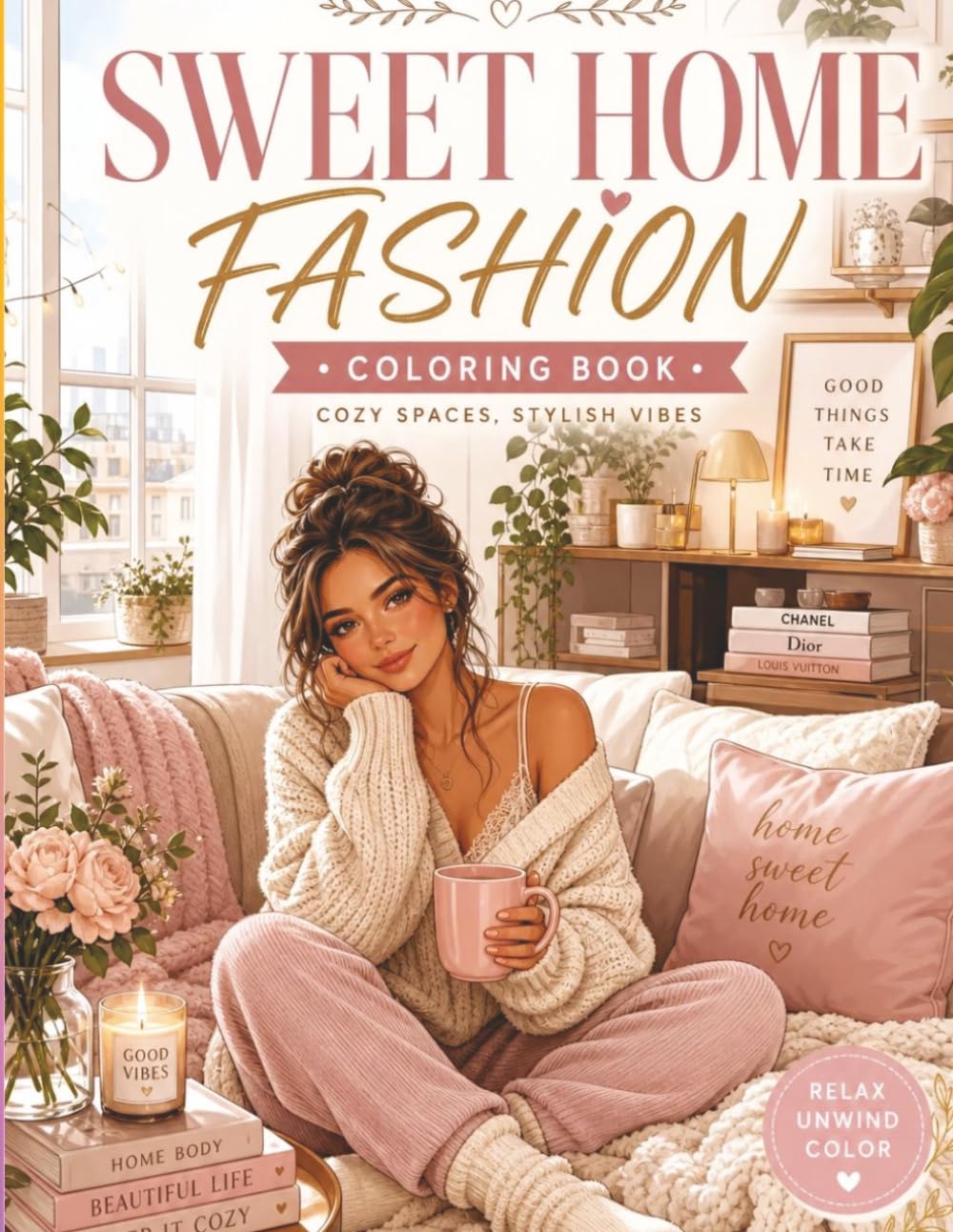 Sweet Home Fashion: 50 Cozy Fashion & Cute Home Coloring Pages for Teens and Women (Dreamy Girls Coloring Series)