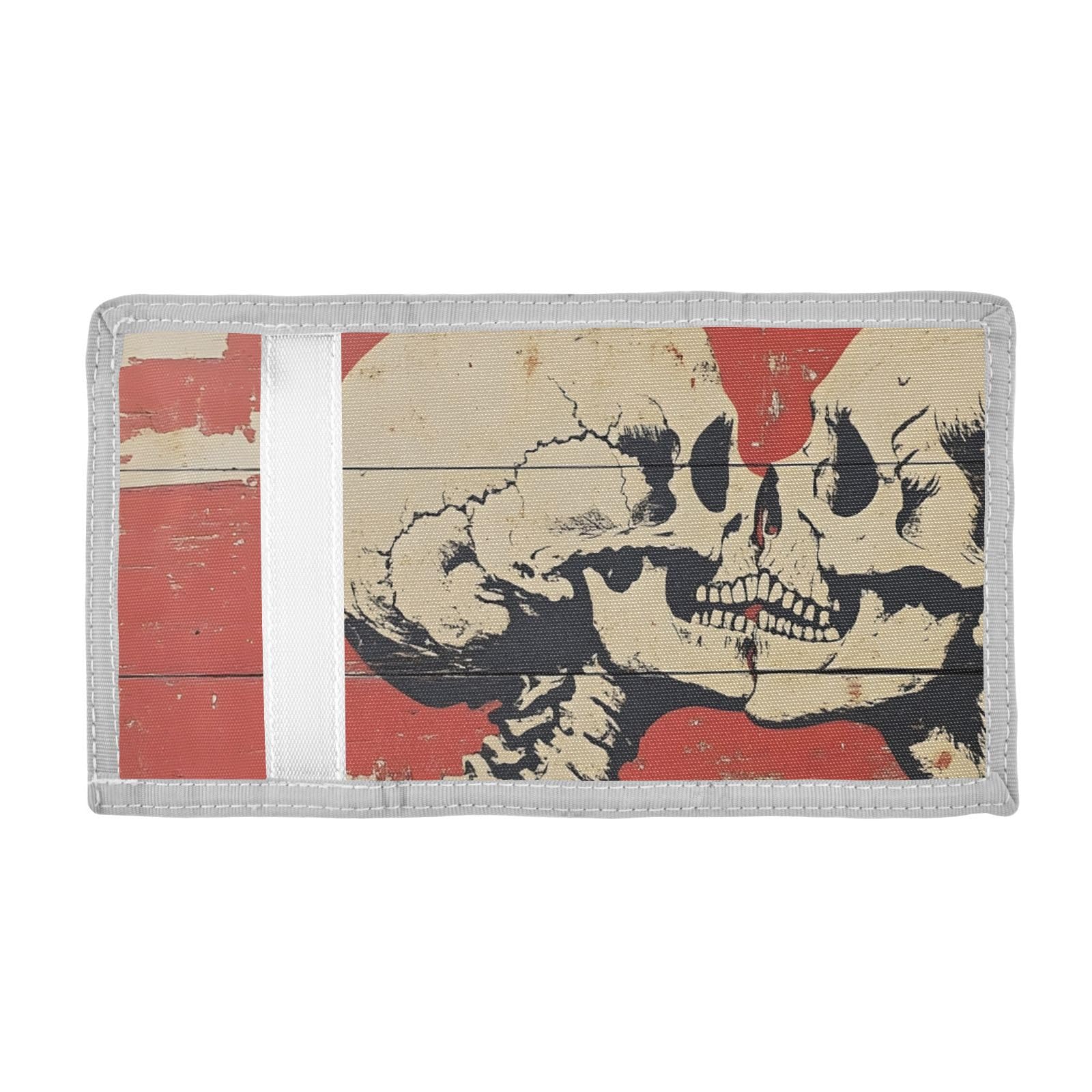 FOLIOSA Kids Wallet for Boys Girls Skulls Valentines Print Youth Wallet with Zipper Pocket Card Holders, Novelty Wallet 4.9×2.9 in