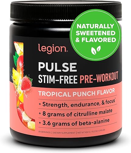 Legion Pulse - Suplemento preentrenamiento - Bebida preentrenamiento de óxido nítrico natural para aumentar la energía, sin creatina, endulzada