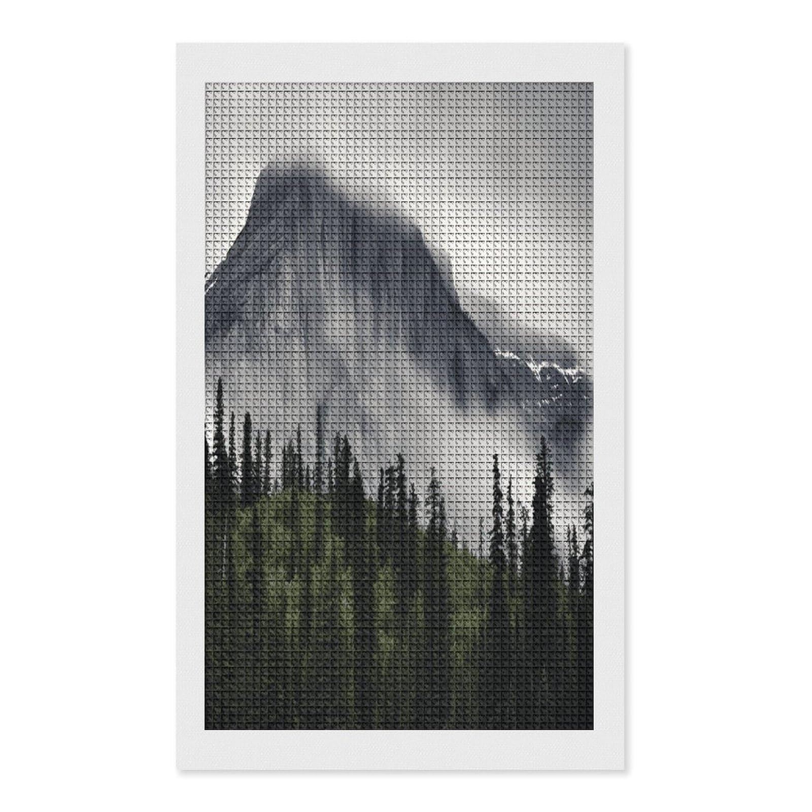 FodPand Canadian Smokey Mountain Cliff Diamond Painting Kit for Beginner Fun 5D DIY Crafts for Adults Diamond Art Kits Square Diamond Art Canvas Painting Gem Art Crafts for Home Wall Decor 12"x20"
