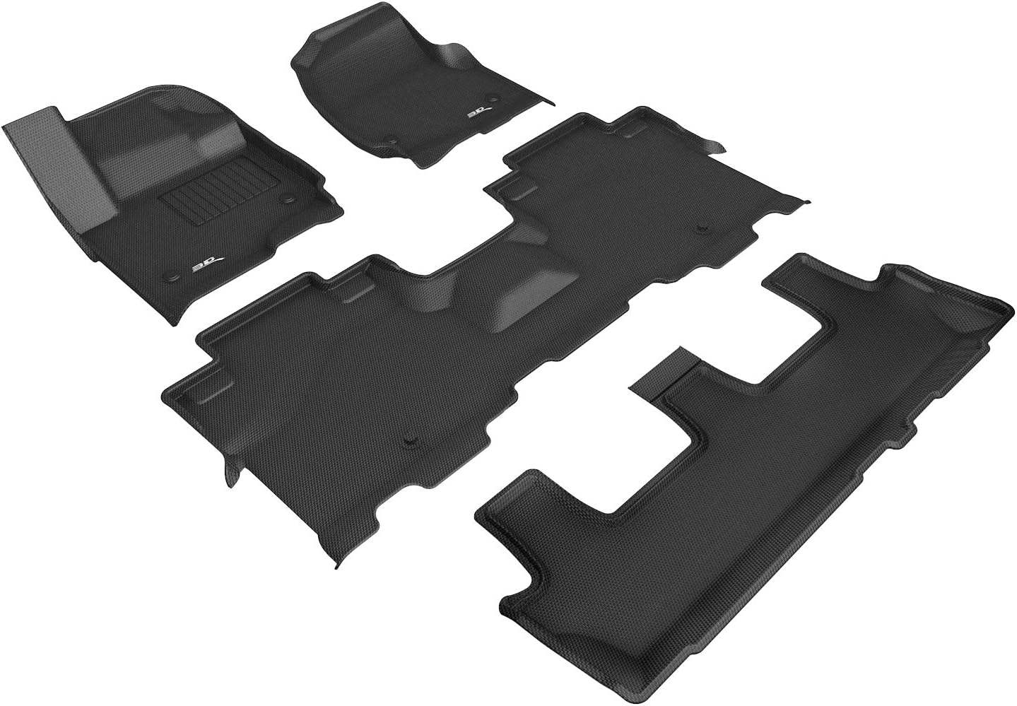 3D MAXpider Custom Fit Kagu Floor Mat (Black) Compatible with Ford Expedition 8-Seat 2018-2024 - Full Set