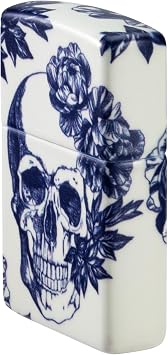 Zippo Lighter: Skull and Flowers, Glow-in-The-Dark - 540 Color 46037