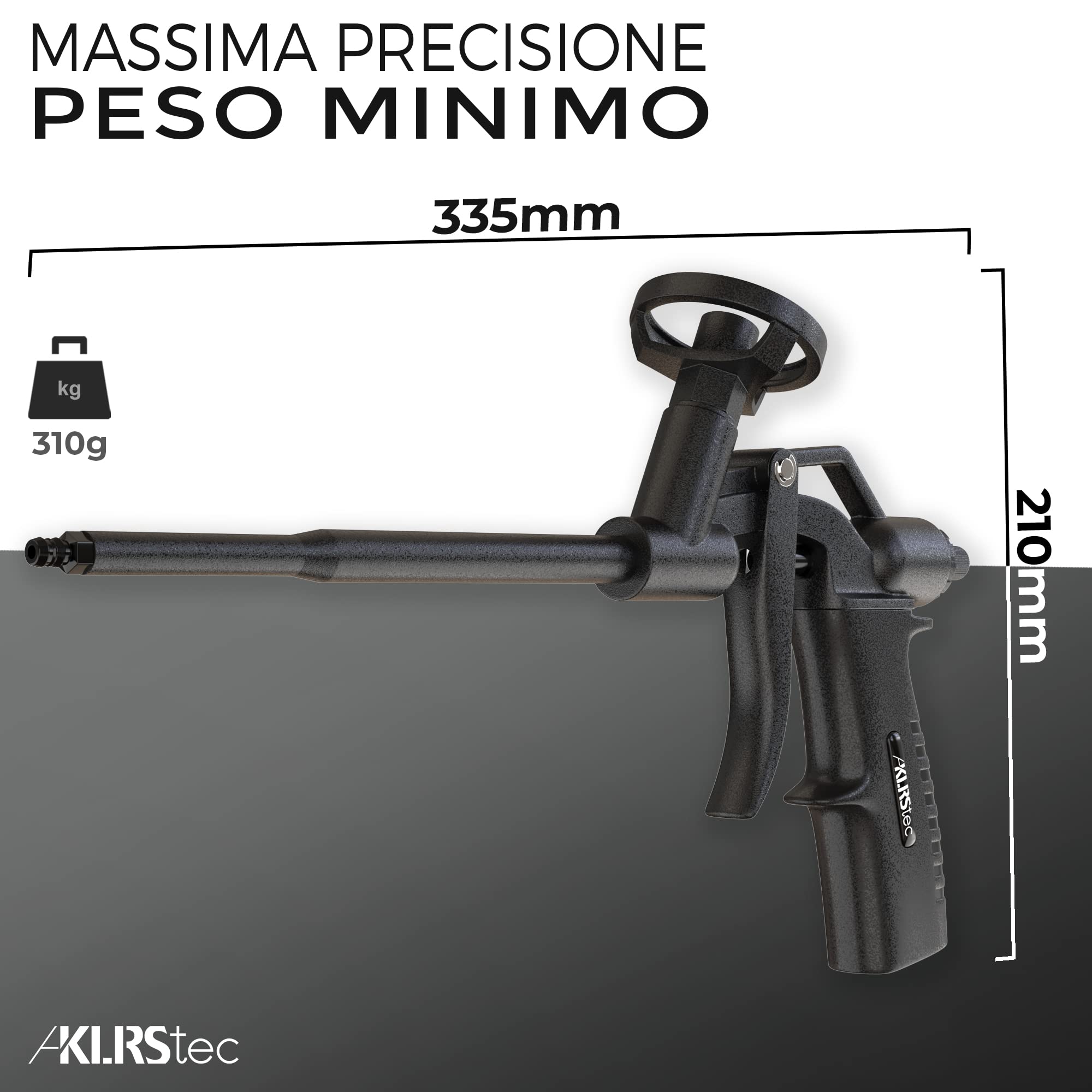 KLRStec® PREMIUM Pistola per schiuma PU rivestita in teflon (PTFE) - Pistola da montaggio professionale - Pistola per schiuma da costruzione (1k & 2k 750ml) incl. Accessori