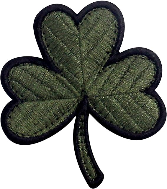 Tactical Irish Clover Badge Embroidered Emblem Lucky Shamrock Fastener Hook and Loop Ireland Patch, Olive Drab