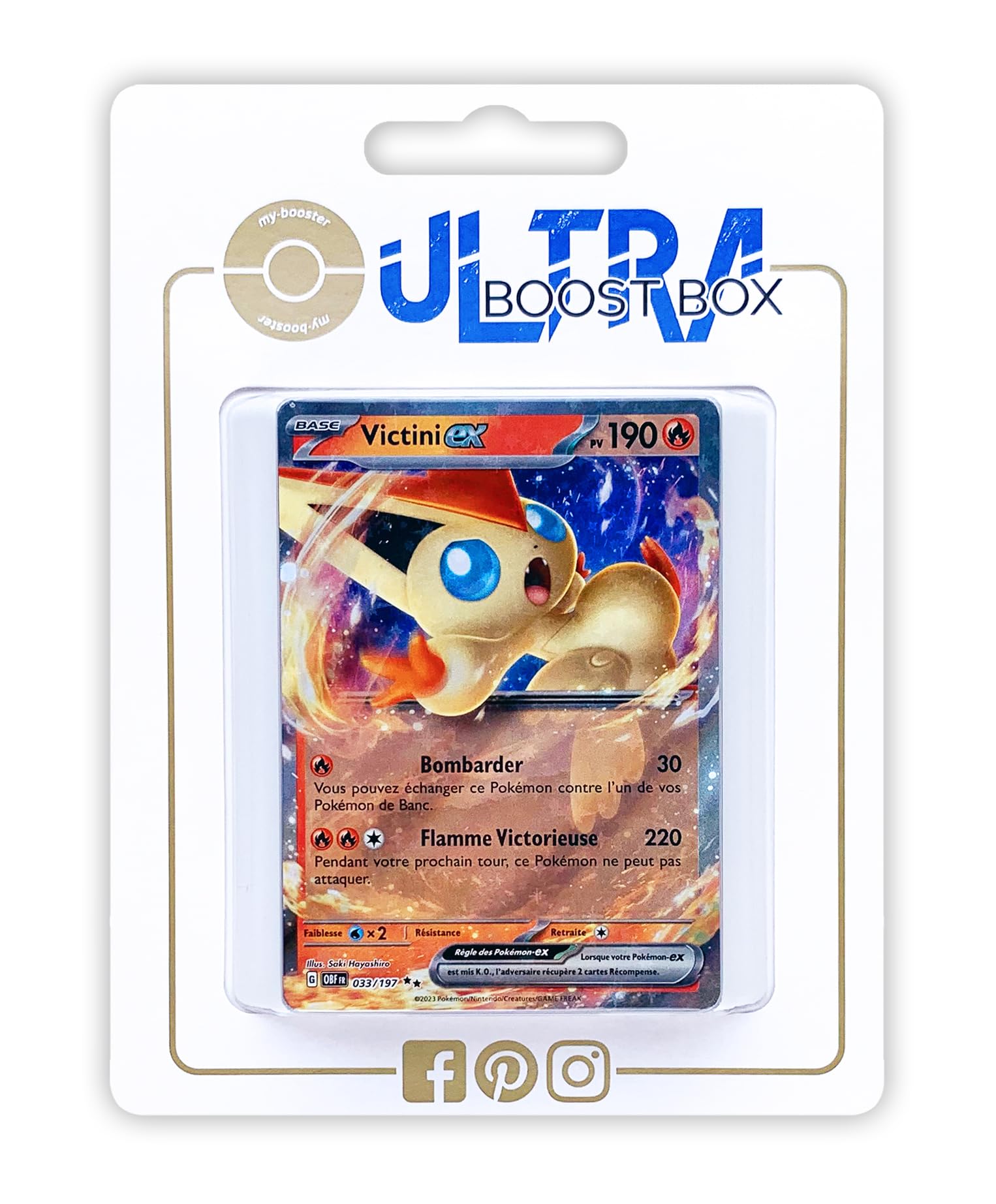 Victini ex 33/197 Ultraboost X Scarlet and Violet 03 Obsidian Flames Box of  10 French Pokémon Cards : Amazon.com.be: Toys