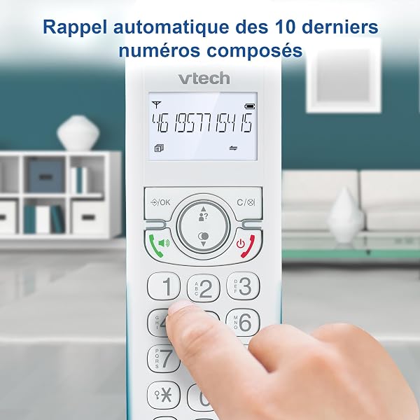VTech CS1500 Téléphone sans Fil DECT à Double Charge avec Blocage d'appel, Identification de l'appelant/Appel en Attente, Haut-Parleur Mains Libres, écran et Clavier rétroéclairés - 2