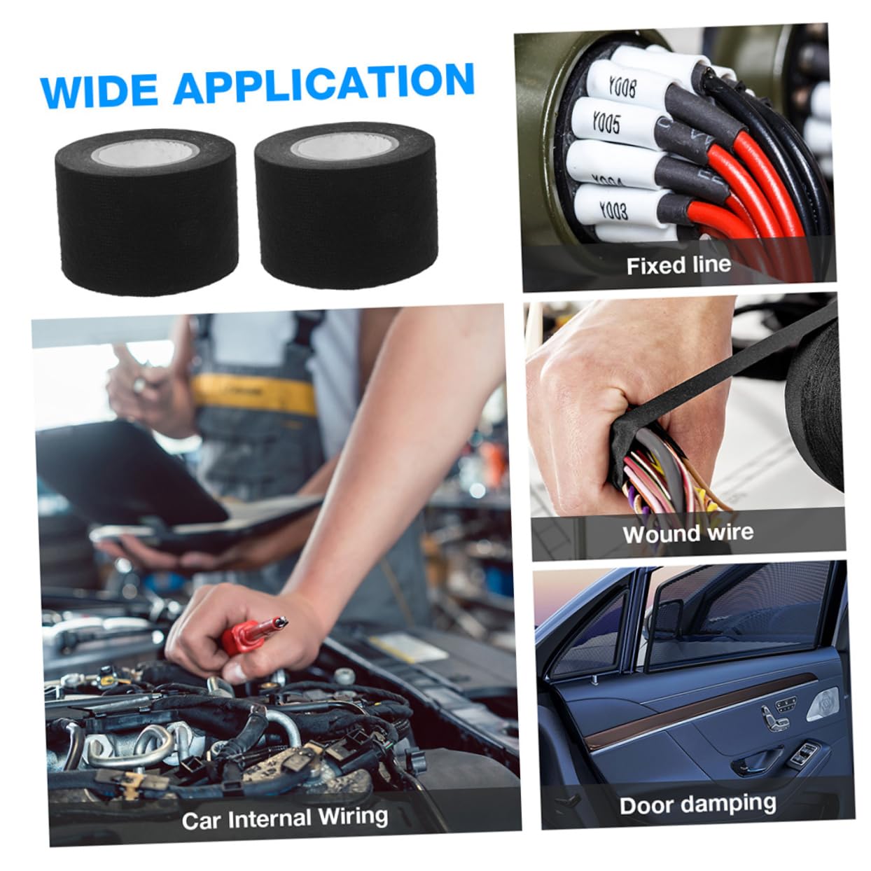 Cabilock 6rollos Cinta Aislante De Alta Temperatura Cinta Para Arneses De Cableado Textil Para Arneses De Motor De Coche Para Cableado Automotriz De Metros