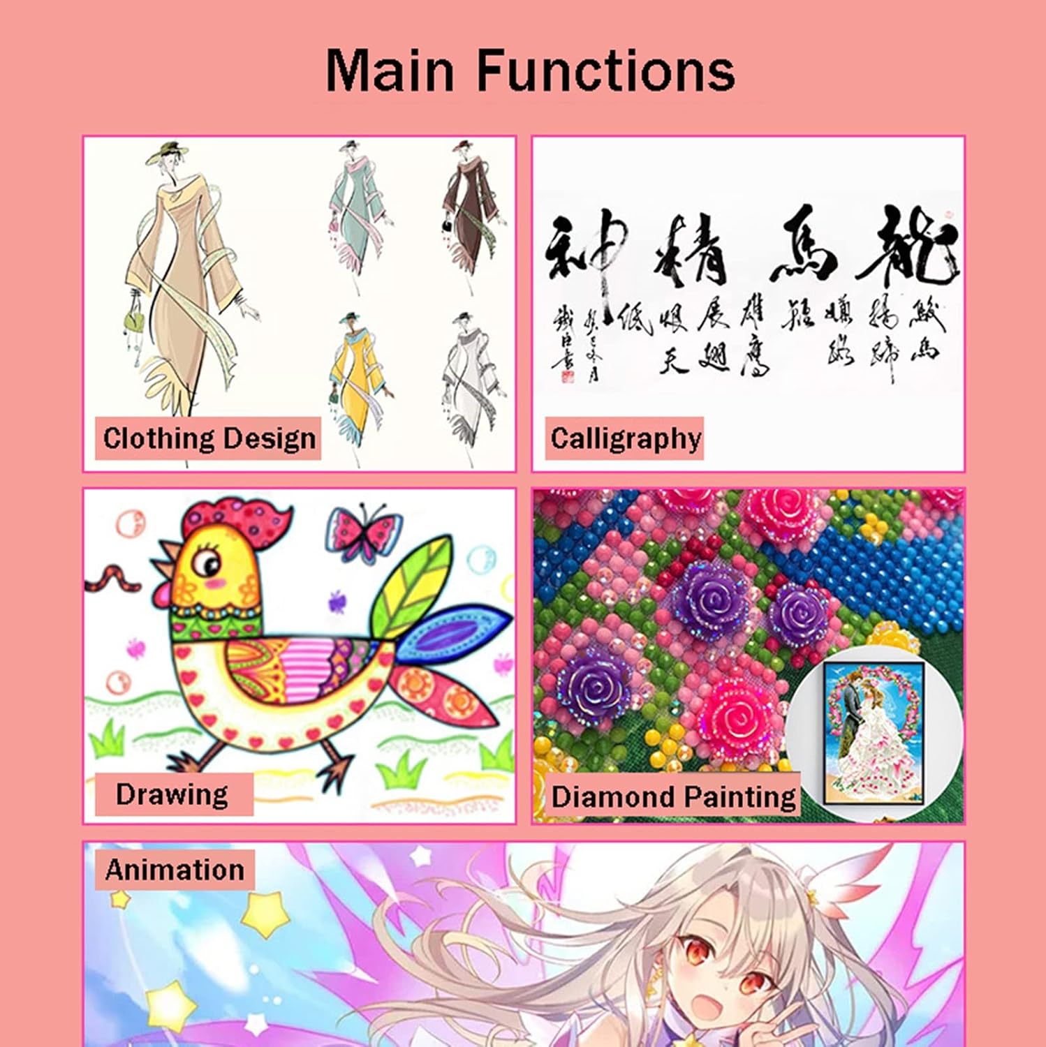 Enjoy Home R.S. A4 Light Box A4 LED Drawing Pad Pink Ultra Thin Portable Adjustable Brightness for Artists Drawing Sketching Animation