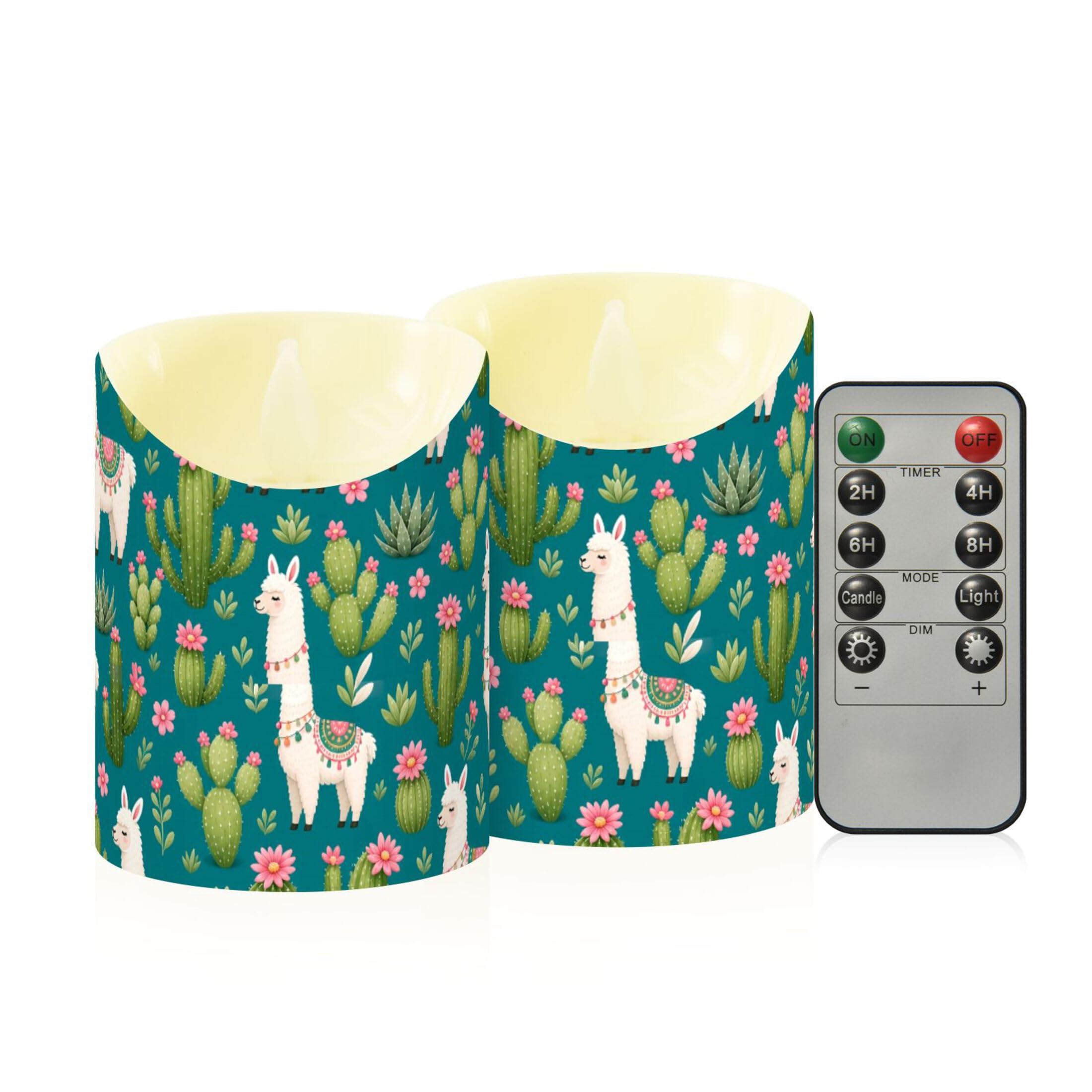 Fuauuyl Alpaca LED Flameless Candles Flickering Plastic Pillar Candles Battery Operated Votive Candle with Remote Control and Timer, Home Decoration 2 Pack