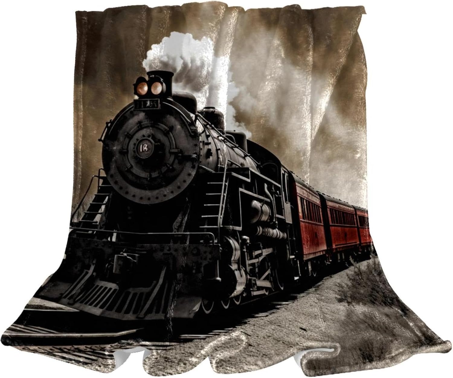ソファ用スローブランケット、ソフトブランケット&amp;スロー、古代の電車、59x78.7インチ