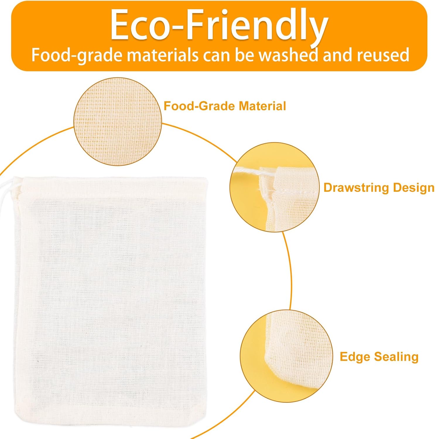 30 Pcs Spice Bags for Cooking, 3.86x3.15 Inch Reusable Drawstring Muslin Soup Empty Tea Bags Straining Filter Cheesecloth Sachet for Spices Tea Loose Coffee Seasoning Herbs Stew Gravy
