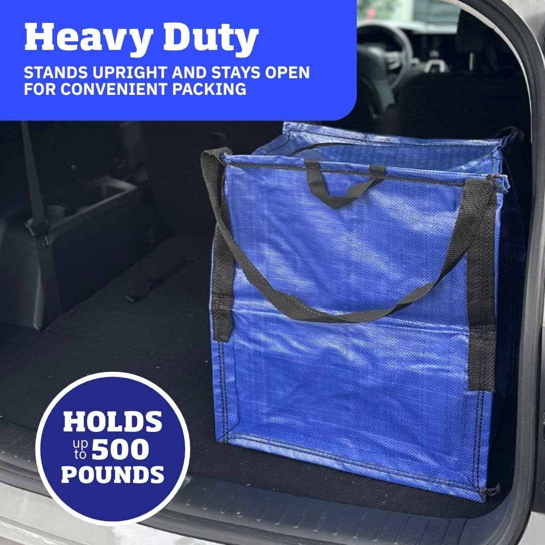 DURASACK Heavy Duty Storage Tote Bag with Zipper Top 22-Gallon Rugged Woven Polypropylene Moving Bag, Reusable Self-Standing Design, Holds up to 500 Pounds, Single, Blue - Image 3