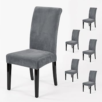 JIUZHEN Dining Chair Covers Velvet Chair Covers for Dining Room, Set of 6
