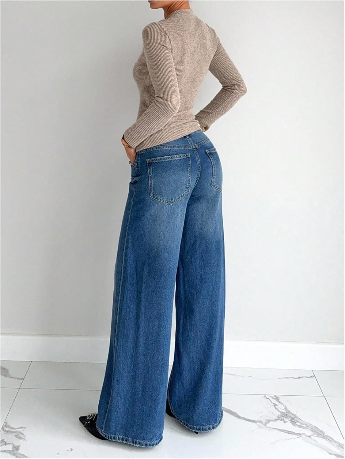 Verdusa Womens Long Sleeve Shirts Asymmetrical Tops Cut Out Going Out Knit Tops Slim Fit - Image 2