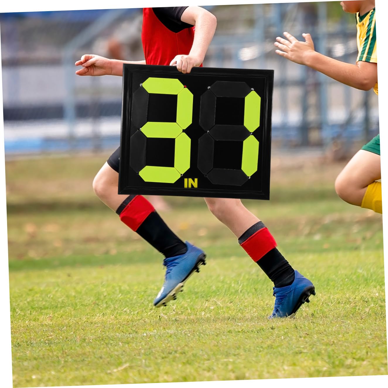 Vaguelly Tabellone Segnapunti Calcio Portatile Fluorescente in Pp, Lavagnetta Manuale Sostituzione Giocatori per Arbitri, Accessorio Compatto per Sport di Squadra come Calcio, Basket