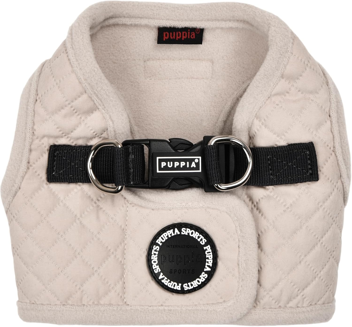 Puppia Irvin Vest Dog Harness Step-in Warm Winter Diamond Pattern for Small and Medium Dog, Cream, Medium