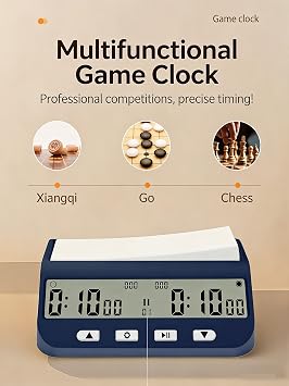 Lancoon Multi-Mode Chess Timer for International Chess Go Game Xiangqi with Move Counter Switch 3-Button Setup Pocket-Sized Tournament Clock