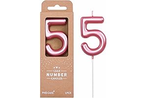 PHD CAKE Velas para Pastel de Cumpleaños, Número 5 Rosado, Clásicas