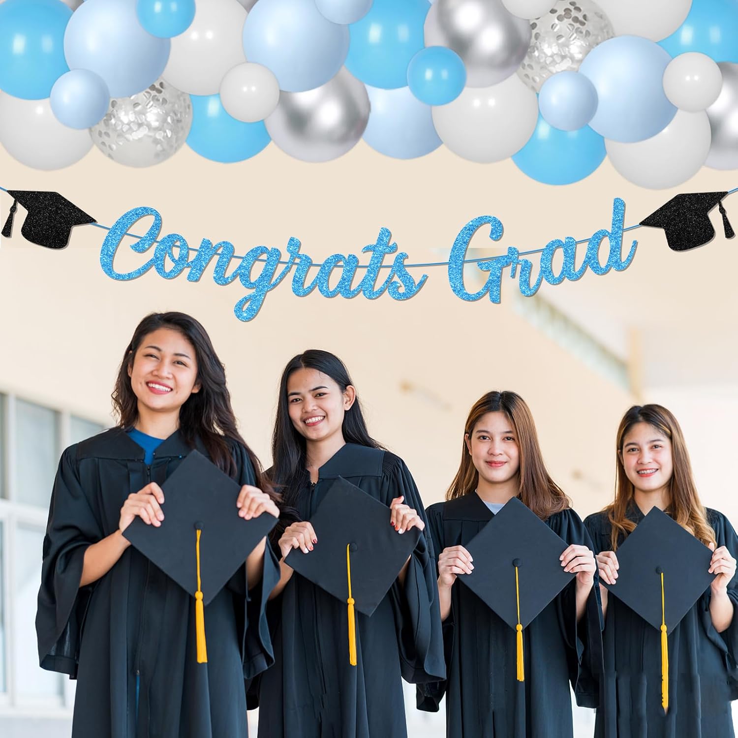 2026 Graduation Party Decorations Sky Blue Class of 2026 Graduate Balloons Set Include Congrats Grad Banner Number 2026 Foil Balloons for High School College Congrats Grad Party Supplies - Image 2