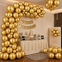 Chrome Metallic Gold Balloons 50 PCS with 2 Metallic Ribbons, 12 Inch Latex Party Balloons for Birthday Decoration, Anniversary, Baby Shower, Wedding, Engagement, Graduation and Celebration Decor gallery image