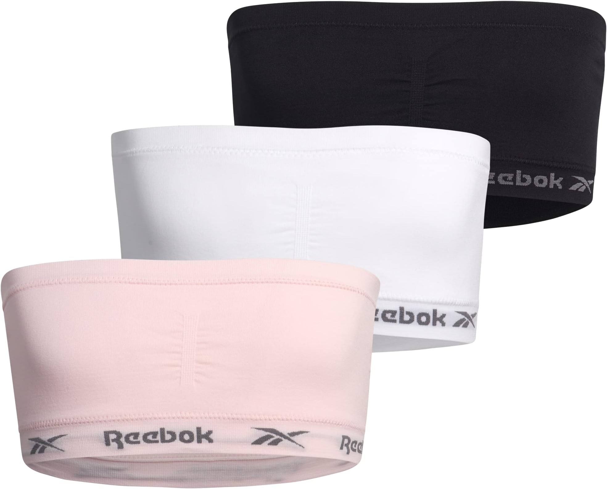 Reebok Girls Training Bra - 3 Pack or 6 Pack Soft Seamless Strapless Bandeau Girls Bra with Removable Pads Bras for Teens