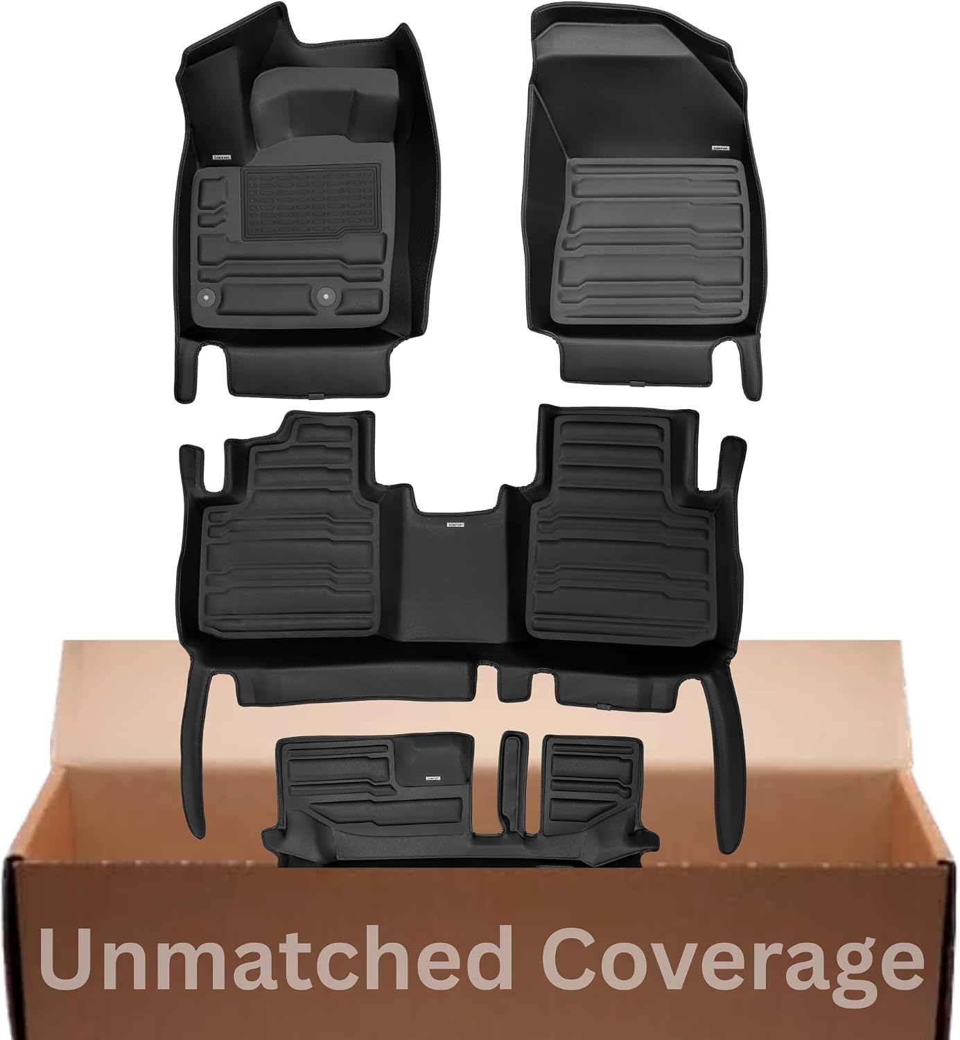 Floor mats for Toyota Tundra CrewMax 2022-2026 with Maximum Coverage, Laser Measured, Anti-Slip, Waterproof, All Weather Car Mats Accessories. Covers Row 1 and 2